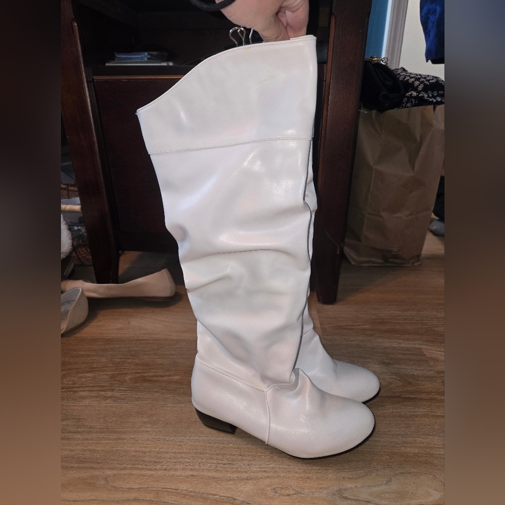 Women's White Knee-High Boots